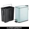 imagemDesign Slim Metal Rectangle 13 Gallon5 Liter Trash Can with Step Pedal EasyClose Lid Removable Liner  Narrow Wastebasket Garbage Container Bin for Bathroom Bedroom Kitchen  Black MarbleMint