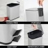 imagemDesign Slim Metal Rectangle 13 Gallon5 Liter Trash Can with Step Pedal EasyClose Lid Removable Liner  Narrow Wastebasket Garbage Container Bin for Bathroom Bedroom Kitchen  Black MarbleMatte Gray