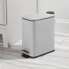 imagemDesign Slim Metal Rectangle 13 Gallon5 Liter Trash Can with Step Pedal EasyClose Lid Removable Liner  Narrow Wastebasket Garbage Container Bin for Bathroom Bedroom Kitchen  Black MarbleMatte Gray
