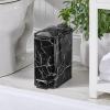 imagemDesign Slim Metal Rectangle 13 Gallon5 Liter Trash Can with Step Pedal EasyClose Lid Removable Liner  Narrow Wastebasket Garbage Container Bin for Bathroom Bedroom Kitchen  Black MarbleBlack Marble