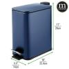 imagemDesign Slim Metal Rectangle 13 Gallon5 Liter Trash Can with Step Pedal EasyClose Lid Removable Liner  Narrow Wastebasket Garbage Container Bin for Bathroom Bedroom Kitchen  Black MarbleNavy