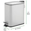 imagemDesign Slim Metal Rectangle 13 Gallon5 Liter Trash Can with Step Pedal EasyClose Lid Removable Liner  Narrow Wastebasket Garbage Container Bin for Bathroom Bedroom Kitchen  Black MarbleMatte Gray