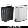 imagemDesign Slim Metal Rectangle 13 Gallon5 Liter Trash Can with Step Pedal EasyClose Lid Removable Liner  Narrow Wastebasket Garbage Container Bin for Bathroom Bedroom Kitchen  Black MarbleMatte Gray