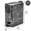 imagemDesign Slim Metal Rectangle 13 Gallon5 Liter Trash Can with Step Pedal EasyClose Lid Removable Liner  Narrow Wastebasket Garbage Container Bin for Bathroom Bedroom Kitchen  Black MarbleBlack Marble