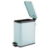 imagemDesign Slim Metal Rectangle 13 Gallon5 Liter Trash Can with Step Pedal EasyClose Lid Removable Liner  Narrow Wastebasket Garbage Container Bin for Bathroom Bedroom Kitchen  Black MarbleMint