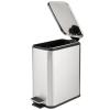 imagemDesign Slim Metal Rectangle 13 Gallon5 Liter Trash Can with Step Pedal EasyClose Lid Removable Liner  Narrow Wastebasket Garbage Container Bin for Bathroom Bedroom Kitchen  Black MarbleBrushed SS