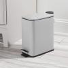 imagemDesign Slim Metal Rectangle 13 Gallon5 Liter Trash Can with Step Pedal EasyClose Lid Removable Liner  Narrow Wastebasket Garbage Container Bin for Bathroom Bedroom Kitchen  Black MarbleMatte Gray