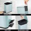 imagemDesign Slim Metal Rectangle 13 Gallon5 Liter Trash Can with Step Pedal EasyClose Lid Removable Liner  Narrow Wastebasket Garbage Container Bin for Bathroom Bedroom Kitchen  Black MarbleMint