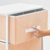 imagemDesign Small Storage Dresser EndSide Table Night Stand with 2 Removable Fabric Drawers  Organizer for Bedroom Living Room Closet  Hold Clothes Linens Accessories Jane Collection PeachWhite