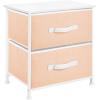 imagemDesign Small Storage Dresser EndSide Table Night Stand with 2 Removable Fabric Drawers  Organizer for Bedroom Living Room Closet  Hold Clothes Linens Accessories Jane Collection PeachWhite
