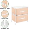 imagemDesign Small Storage Dresser EndSide Table Night Stand with 2 Removable Fabric Drawers  Organizer for Bedroom Living Room Closet  Hold Clothes Linens Accessories Jane Collection PeachWhite