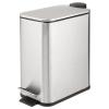 imagemDesign Slim Metal Rectangle 13 Gallon5 Liter Trash Can with Step Pedal EasyClose Lid Removable Liner  Narrow Wastebasket Garbage Container Bin for Bathroom Bedroom Kitchen  Black MarbleBrushed SS