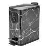 imagemDesign Slim Metal Rectangle 13 Gallon5 Liter Trash Can with Step Pedal EasyClose Lid Removable Liner  Narrow Wastebasket Garbage Container Bin for Bathroom Bedroom Kitchen  Black MarbleBlack Marble