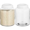 imagemDesign Small Storage Glass Canister with Airtight Metal Lid for Kitchen Pantry Counter or Cabinet Container for Food Snacks Cooking or Baking Supplies Home Sort Collection 2 Pack ClearWhite