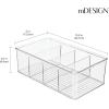 imagemDesign Plastic Divided Bin Storage Containers  Perfect for Fridge Cabinet Pantry and Home Organization  Clear  Refrigerator Organizers  Ligne Collection  2 Pack Clear