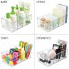 imagemDesign Plastic Divided Bin Storage Containers  Perfect for Fridge Cabinet Pantry and Home Organization  Clear  Refrigerator Organizers  Ligne Collection  2 Pack Clear