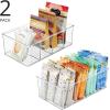 imagemDesign Plastic Divided Bin Storage Containers  Perfect for Fridge Cabinet Pantry and Home Organization  Clear  Refrigerator Organizers  Ligne Collection  2 Pack Clear
