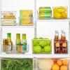 imagemDesign Plastic Divided Bin Storage Containers  Perfect for Fridge Cabinet Pantry and Home Organization  Clear  Refrigerator Organizers  Ligne Collection  2 Pack Clear