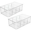 imagemDesign Plastic Divided Bin Storage Containers  Perfect for Fridge Cabinet Pantry and Home Organization  Clear  Refrigerator Organizers  Ligne Collection  2 Pack Clear