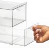 imagemDesign Stackable Storage Containers Box with 2 PullOut Drawers  Stacking Plastic Drawer Bins for Master or Guest Bathroom Linen Closet Vanity or Makeup Table  Lumiere Collection Clear2