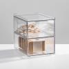 imagemDesign Stackable Storage Containers Box with 2 PullOut Drawers  Stacking Plastic Drawer Bins for Master or Guest Bathroom Linen Closet Vanity or Makeup Table  Lumiere Collection Clear2