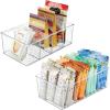 imagemDesign Plastic Divided Bin Storage Containers  Perfect for Fridge Cabinet Pantry and Home Organization  Clear  Refrigerator Organizers  Ligne Collection  2 Pack Clear