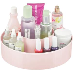 imagemDesign Plastic Lazy Susan Round Turntable Storage Tray  Rotating Organizer for Makeup Cosmetics Nail Polish Vitamins Shaving Kits Hair Spray Medical Supplies First Aid  Light PinkBlush