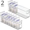 imagemDesign Plastic Long Stackable Storage Organizer Container Organization Bin wHandles for Kitchen Pantry Fridge Freezer Cabinet Perfect to Hold Breast Milk  Ligne Collection  2 Pack Clear