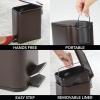 imagemDesign Slim Metal Rectangle 13 Gallon5 Liter Trash Can with Step Pedal EasyClose Lid Removable Liner  Narrow Wastebasket Garbage Container Bin for Bathroom Bedroom Kitchen  BlackBronze