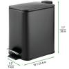 imagemDesign Slim Metal Rectangle 13 Gallon5 Liter Trash Can with Step Pedal EasyClose Lid Removable Liner  Narrow Wastebasket Garbage Container Bin for Bathroom Bedroom Kitchen  BlackBlack