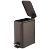 imagemDesign Slim Metal Rectangle 13 Gallon5 Liter Trash Can with Step Pedal EasyClose Lid Removable Liner  Narrow Wastebasket Garbage Container Bin for Bathroom Bedroom Kitchen  BlackBronze