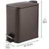 imagemDesign Slim Metal Rectangle 13 Gallon5 Liter Trash Can with Step Pedal EasyClose Lid Removable Liner  Narrow Wastebasket Garbage Container Bin for Bathroom Bedroom Kitchen  BlackBronze