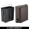 imagemDesign Slim Metal Rectangle 13 Gallon5 Liter Trash Can with Step Pedal EasyClose Lid Removable Liner  Narrow Wastebasket Garbage Container Bin for Bathroom Bedroom Kitchen  BlackBronze