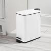 imagemDesign Slim Metal Rectangle 13 Gallon5 Liter Trash Can with Step Pedal EasyClose Lid Removable Liner  Narrow Wastebasket Garbage Container Bin for Bathroom Bedroom Kitchen  BlackMatte White
