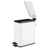 imagemDesign Slim Metal Rectangle 13 Gallon5 Liter Trash Can with Step Pedal EasyClose Lid Removable Liner  Narrow Wastebasket Garbage Container Bin for Bathroom Bedroom Kitchen  BlackMatte White