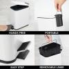 imagemDesign Slim Metal Rectangle 13 Gallon5 Liter Trash Can with Step Pedal EasyClose Lid Removable Liner  Narrow Wastebasket Garbage Container Bin for Bathroom Bedroom Kitchen  BlackMatte White