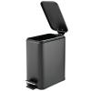 imagemDesign Slim Metal Rectangle 13 Gallon5 Liter Trash Can with Step Pedal EasyClose Lid Removable Liner  Narrow Wastebasket Garbage Container Bin for Bathroom Bedroom Kitchen  BlackBlack