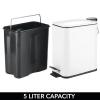 imagemDesign Slim Metal Rectangle 13 Gallon5 Liter Trash Can with Step Pedal EasyClose Lid Removable Liner  Narrow Wastebasket Garbage Container Bin for Bathroom Bedroom Kitchen  BlackMatte White