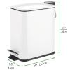 imagemDesign Slim Metal Rectangle 13 Gallon5 Liter Trash Can with Step Pedal EasyClose Lid Removable Liner  Narrow Wastebasket Garbage Container Bin for Bathroom Bedroom Kitchen  BlackMatte White