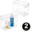 imagemDesign Tall Plastic Office Storage Bin with Handles  Organizer Bins for Cabinets Drawers Desks Workspace  Containers and Baskets for Pens Pencils Highlighters and Notebooks  2 Pack  Clear10 x 5 x 8 Pack of 2