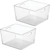 imagemDesign Tall Plastic Office Storage Bin with Handles  Organizer Bins for Cabinets Drawers Desks Workspace  Containers and Baskets for Pens Pencils Highlighters and Notebooks  2 Pack  Clear12 x 10 x 8 Pack of 2
