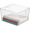 imagemDesign Tall Plastic Office Storage Bin with Handles  Organizer Bins for Cabinets Drawers Desks Workspace  Containers and Baskets for Pens Pencils Highlighters and Notebooks  2 Pack  Clear12 x 10 x 8 Pack of 1