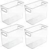 imagemDesign Tall Plastic Office Storage Bin with Handles  Organizer Bins for Cabinets Drawers Desks Workspace  Containers and Baskets for Pens Pencils Highlighters and Notebooks  2 Pack  Clear10 x 5 x 8 Pack of 4