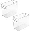 imagemDesign Tall Plastic Office Storage Bin with Handles  Organizer Bins for Cabinets Drawers Desks Workspace  Containers and Baskets for Pens Pencils Highlighters and Notebooks  2 Pack  Clear10 x 5 x 8 Pack of 2