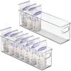 imagemDesign Plastic Long Stackable Storage Organizer Container Organization Bin wHandles for Kitchen Pantry Fridge Freezer Cabinet Perfect to Hold Breast Milk  Ligne Collection  2 Pack Clear