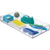 imagemDesign Plastic Stackable Office Divided Storage Drawer Organizer Tray for Cabinet Desk Shelf or Closet Organization  Holds Note Pads Pens Tape Staples Scissors Lumiere Collection  Clear