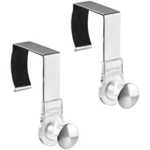 imagemDesign Modern Metal and Plastic Office Over The Cubicle Storage Organizer Hooks  Wall Panel Hangers for Hanging Accessories Coats Hats Purses Bags Keychain  2 Pack  ClearBrushed