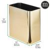 imagemDesign Decorative Trash Can 12quot x 625quot x 13quot Black Steel 10 Liter26 Gallon CapacitySoft Brass