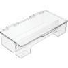 imagemDesign Plastic Toothbrush Holder Storage Organizer Bin for Bathroom Vanity Cabinet Closet Drawer  Holds Electric Toothbrush Toothpaste Dental Floss Teeth Whitening Strips  Hinged Lid  Clear