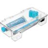imagemDesign Plastic Toothbrush Holder Storage Organizer Bin for Bathroom Vanity Cabinet Closet Drawer  Holds Electric Toothbrush Toothpaste Dental Floss Teeth Whitening Strips  Hinged Lid  Clear
